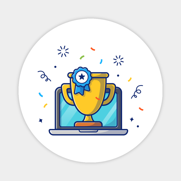 Gold trophy badge with laptop cartoon Magnet by Catalyst Labs